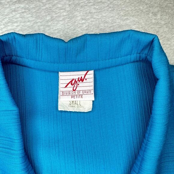 Vintage Patchwork Button-Up blouse \ Retro 80's Blouse \ Blue Button-Up - Picture 10 of 11